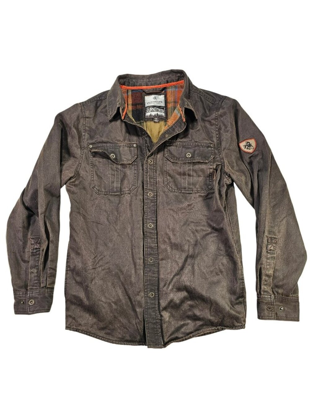 Legendary Whitetails Journeyman Waxed Shirt Jacket Men's Size S Brown w/ Plaid